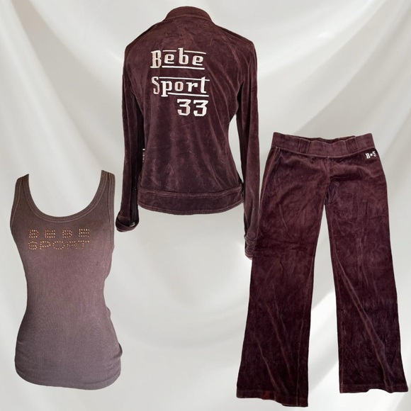 Bebe Sport | Brown Vintage Velour Set - Picture 1 of 8